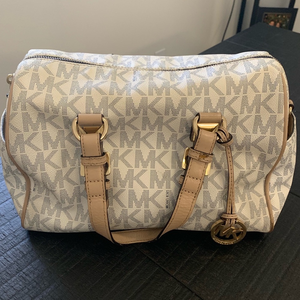 White, navy & beige Michael Kors handbag/satchel